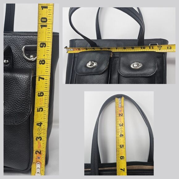 Gun Tote'n Mamas Cargo Pocket Black Leather Conceal Carry Tote Bag Turn Locks - Picture 16 of 16